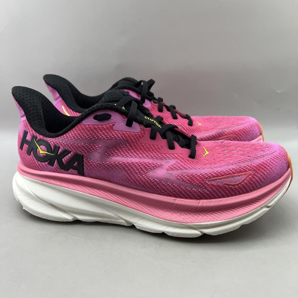 Hoka One One Clifton 9 Running Shoes Women Size 10.5 Pink Mesh Comfort Sneakers